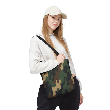 Camo pattern tote bag by Printify featuring all-over print canvas carryall with sturdy handles and spacious interior.