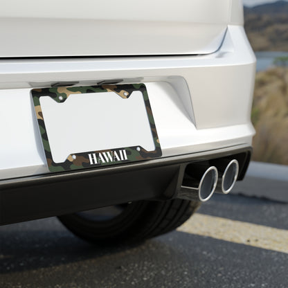 Camo Hawaii Metal License Plate Frame — Military Style Car Accent