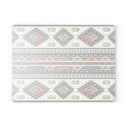 Southwestern Aztec Pattern Glass Cutting Board — Rustic Kitchen Decor