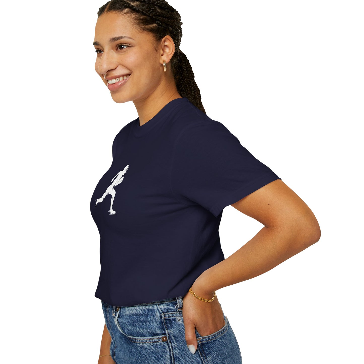 Sporty Unisex Garment-Dyed T-Shirt with Football Player Graphic, Activewear, Casual Wear, Gift for Runners, Fitness Apparel, Everyday Style