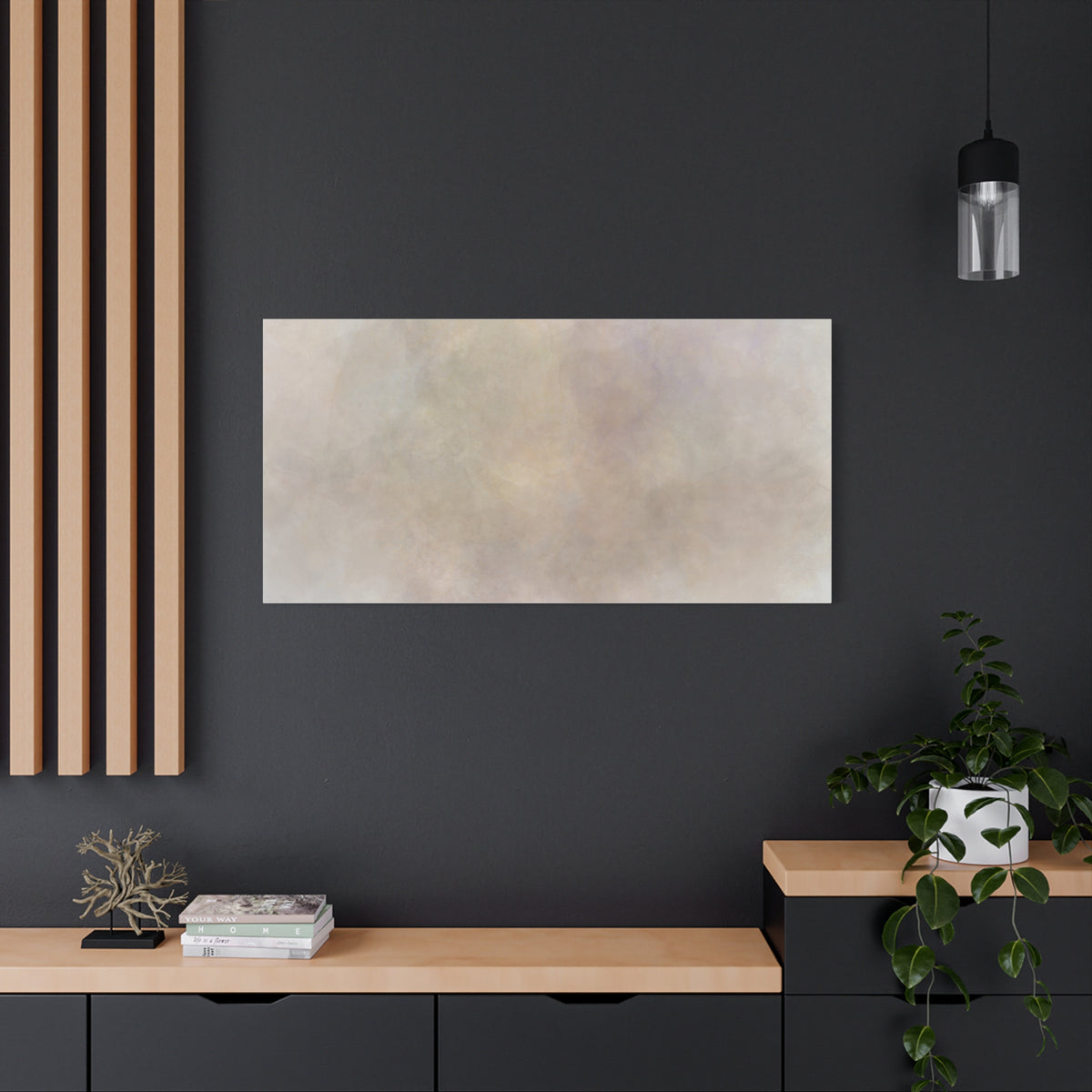 Soft neutral abstract fog canvas print by Printify featuring a calming, modern abstract design on a high-quality canvas.