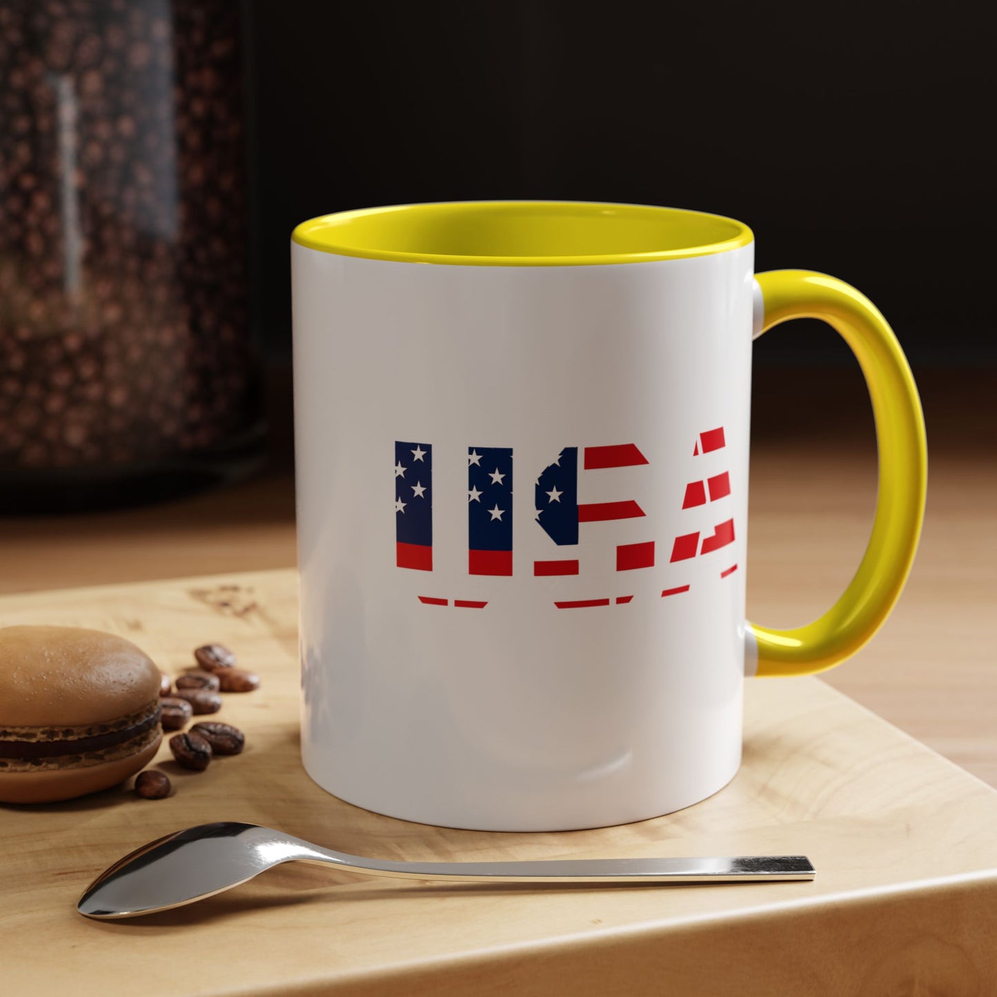 USA Flag Accent Coffee Mug — Patriotic 11/15oz Ceramic Coffee Cup