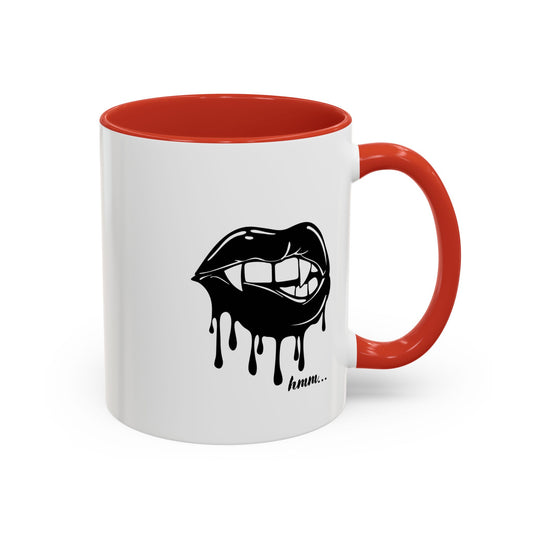 Black Dripping Bite Coffee Mug by Printify, 11oz or 15oz ceramic mug with unique dripping design and black accent.