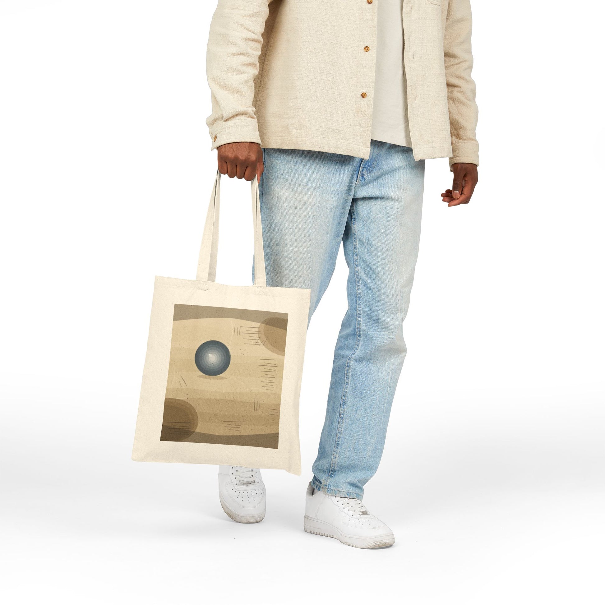 Minimalist Orb Abstract Tote Bag | Geometric Earth Tone Art - TRV