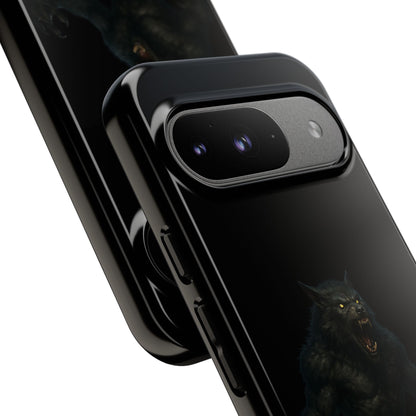 Dark monster graphic werewolf phone case, tough protective design for smartphones with bold, detailed monster illustration.