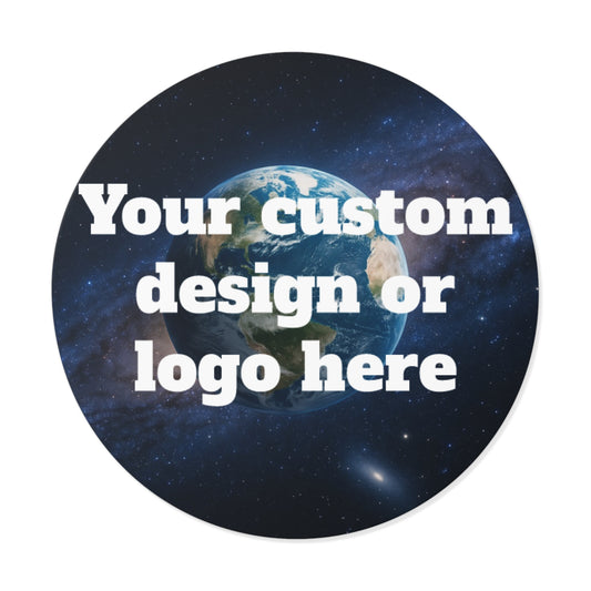 Custom Earth Space Design round vinyl sticker featuring space-themed artwork, ideal for decorating notebooks or laptops.