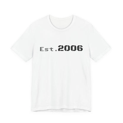 Vintage-style "Established 2006" graphic T-shirt by Printify, featuring bold text and retro birthday design on soft cotton fabric.