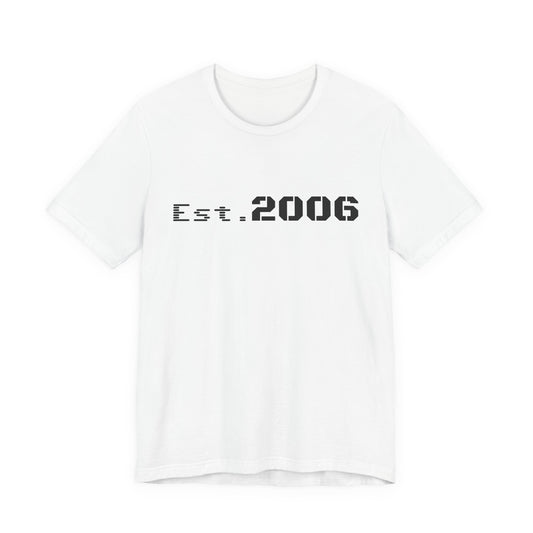 Vintage-style "Established 2006" graphic T-shirt by Printify, featuring bold text and retro birthday design on soft cotton fabric.