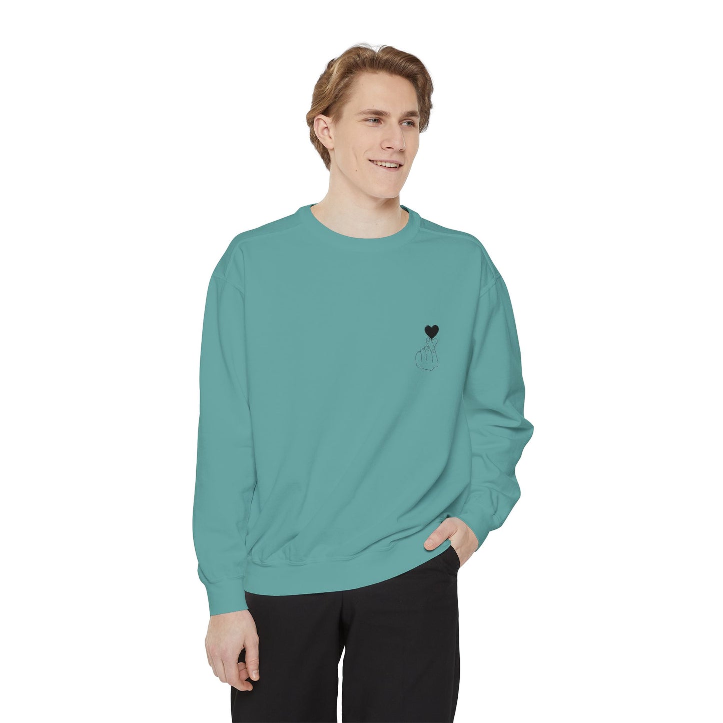 Unisex Garment-Dyed Sweatshirt with Heart Design - Cozy & Stylish