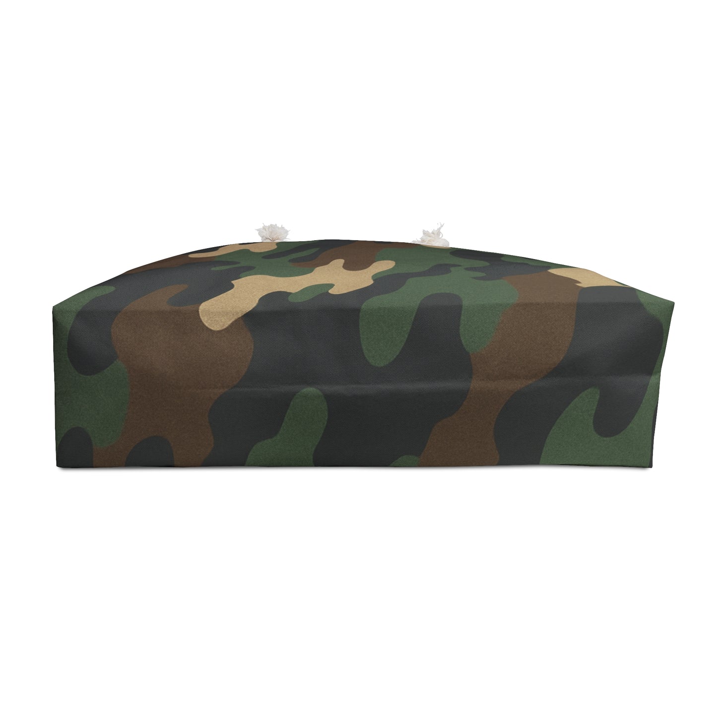 Military green camo weekender bag by Printify, durable travel tote for weekend getaways and casual trips.