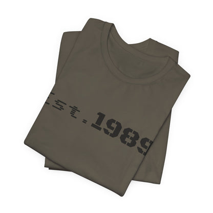 Vintage Est. 1989 Printify T-shirt with graphic design celebrating the year born, casual unisex apparel.