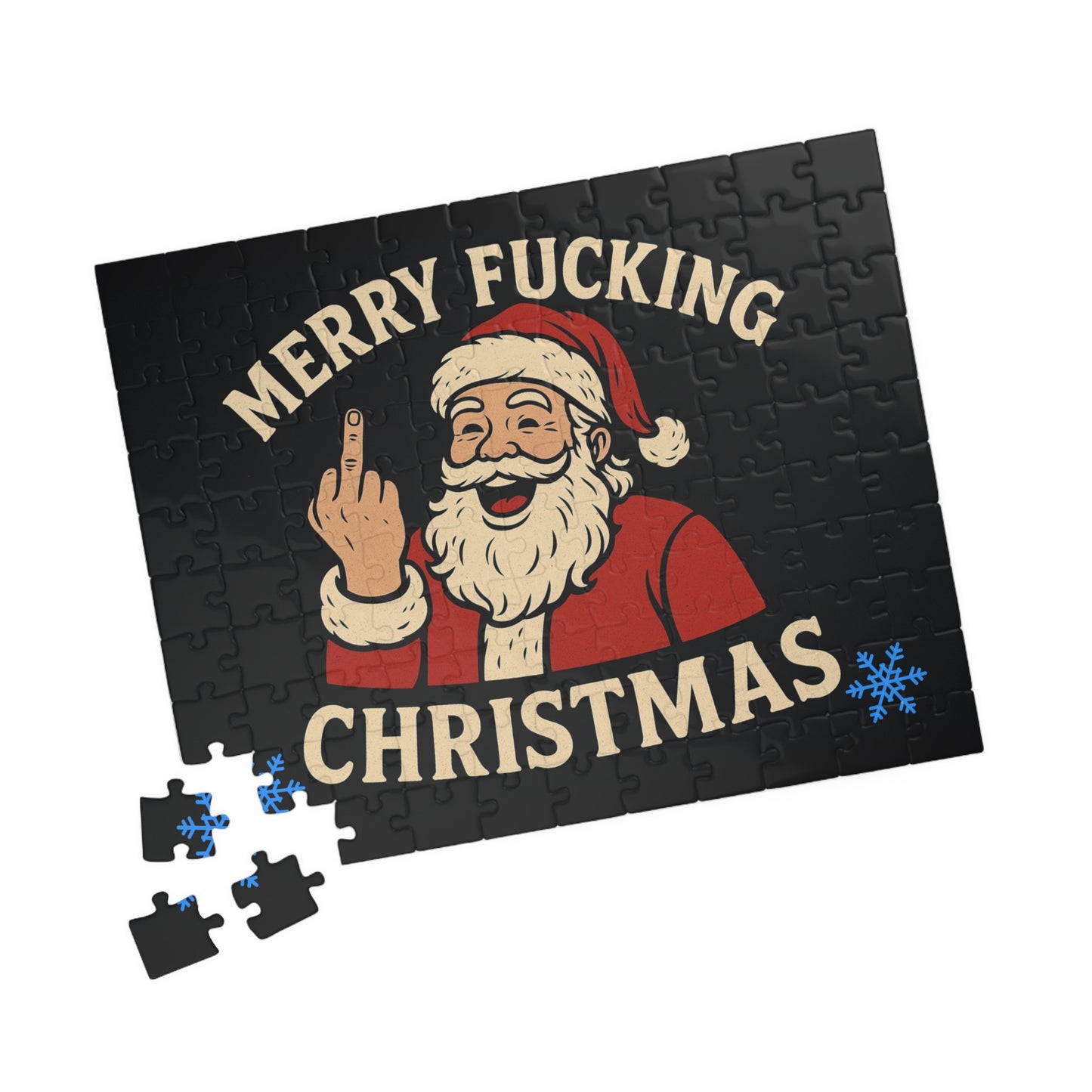 Merry Fucking Christmas Puzzle | Santa Middle Finger Holiday Jigsaw
