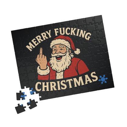 Merry Fucking Christmas Puzzle | Santa Middle Finger Holiday Jigsaw