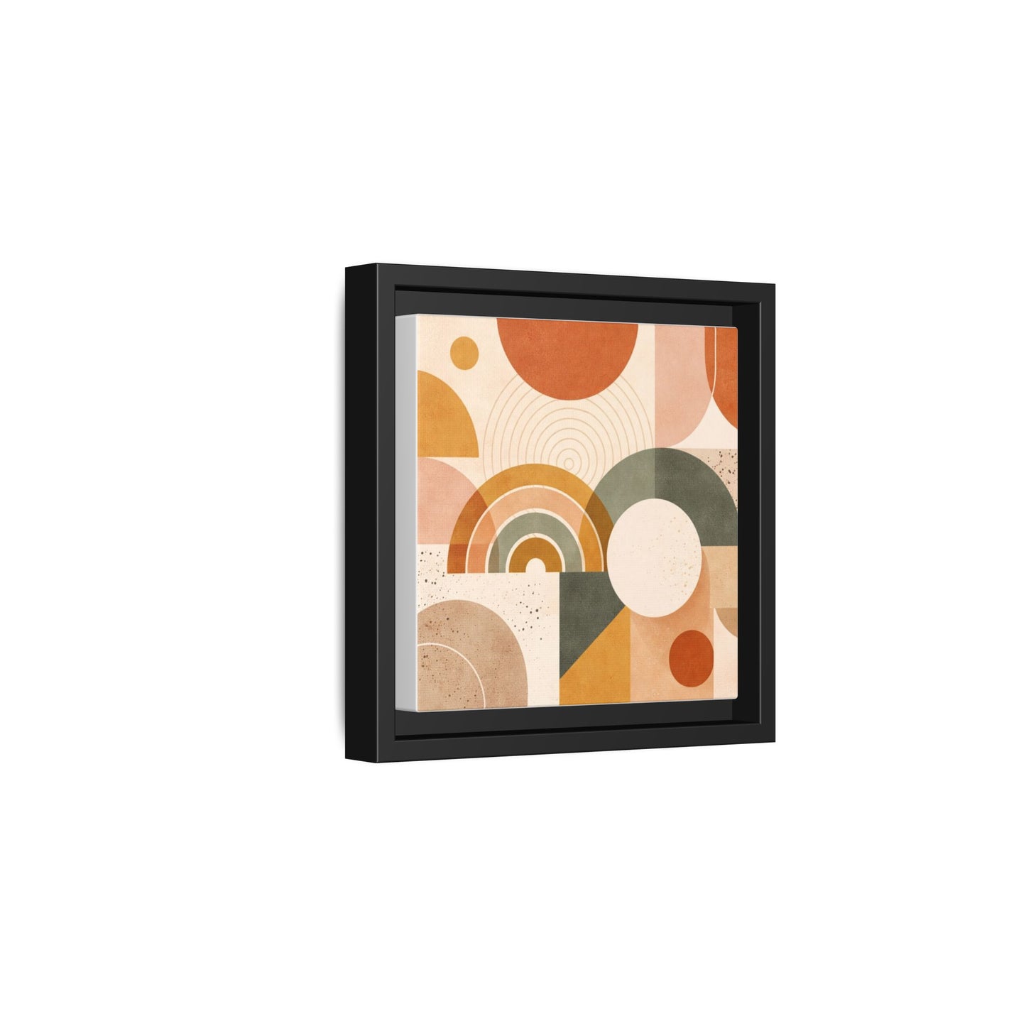 Abstract Terracotta Geometric Rainbow Matte Canvas Framed