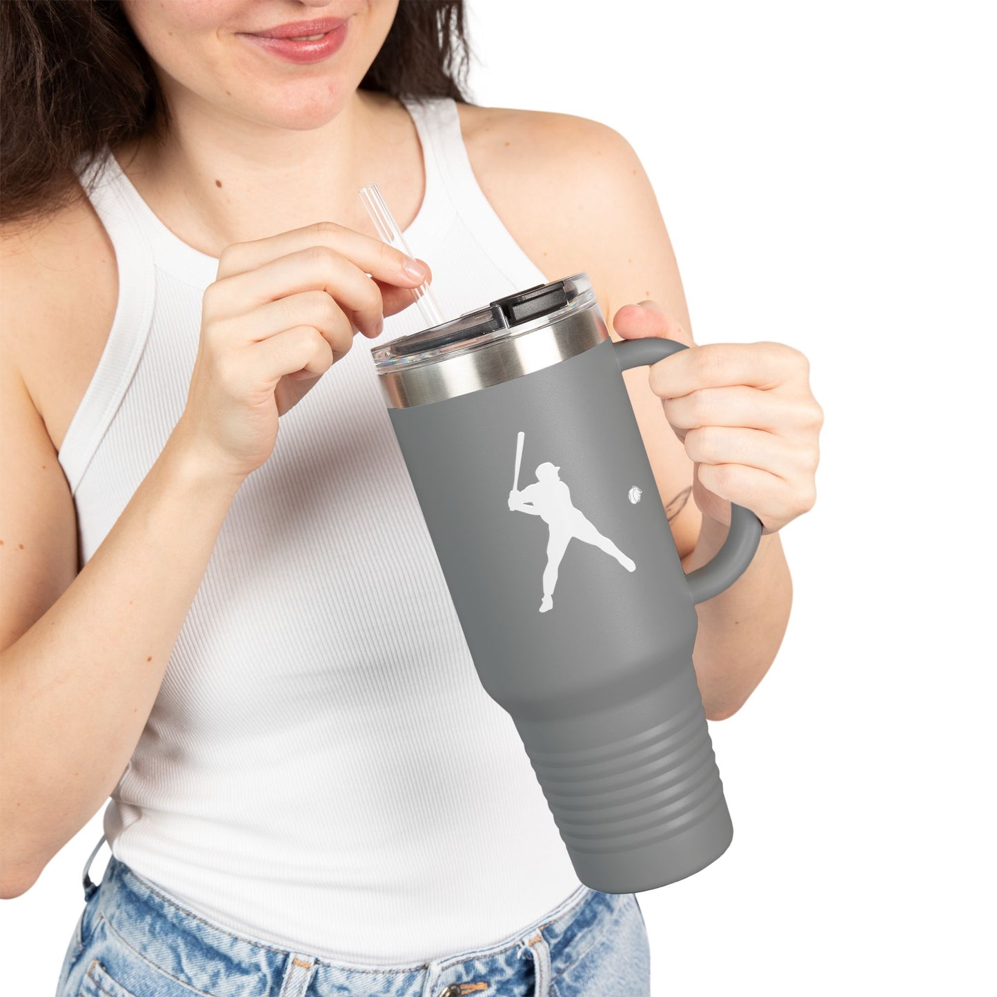 Baseball-Themed Insulated Travel Mug, Perfect for Fans & Athletes, Gift for Sports Lovers, 40oz Drinkware for Home & Road - TRV