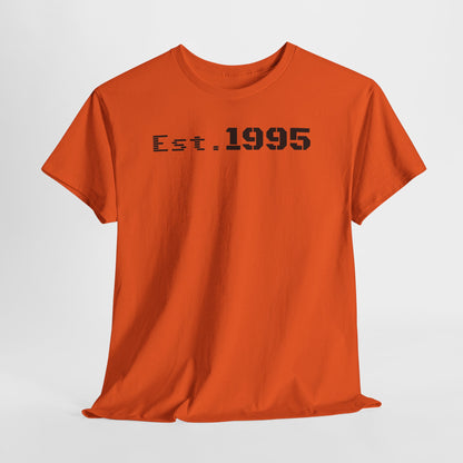 Unisex Heavy Cotton Tee - Est. 1995, Vintage Birthday Gift, Customizable Tee, Retro Unisex Shirt, Casual Everyday Wear
