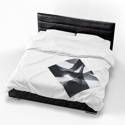 Abstract Black Smoke Design Velveteen Plush Blanket | Monochrome Swirl