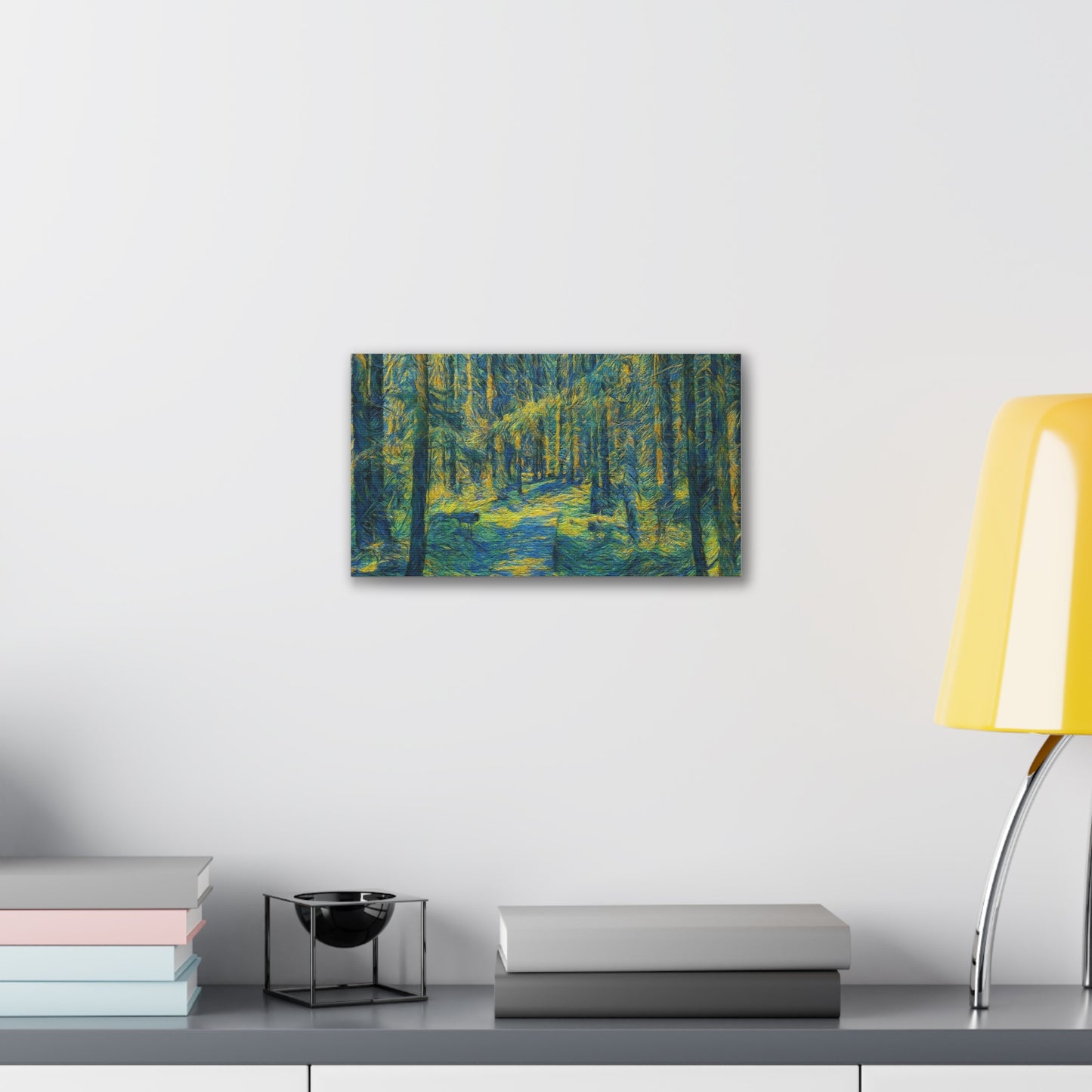 Sunlit Forest Path Canvas — Impressionist Woodland Wall Art
