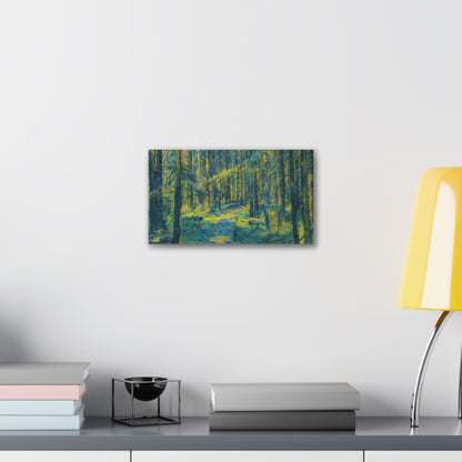 Sunlit Forest Path Canvas — Impressionist Woodland Wall Art