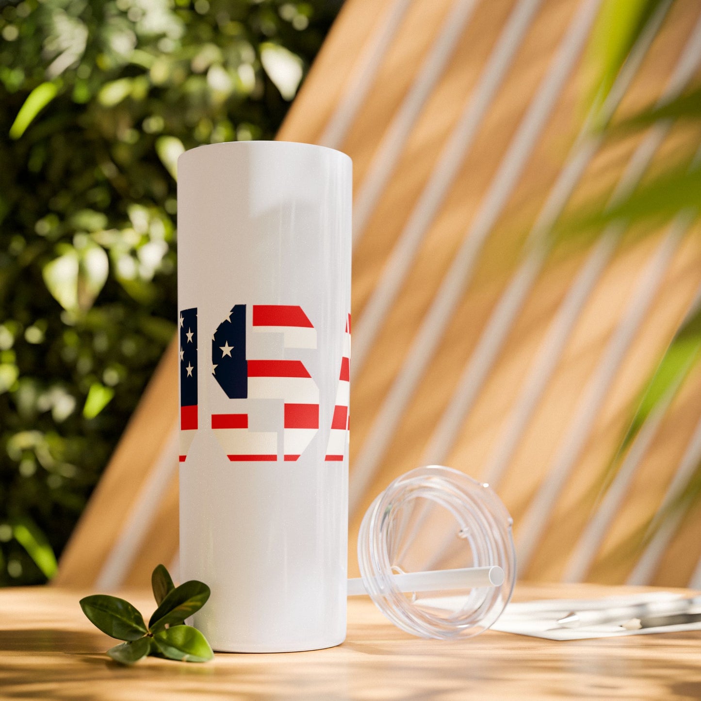 Skinny Tumbler — USA Flag 20oz Straw Tumbler (Patriotic Travel Cup)