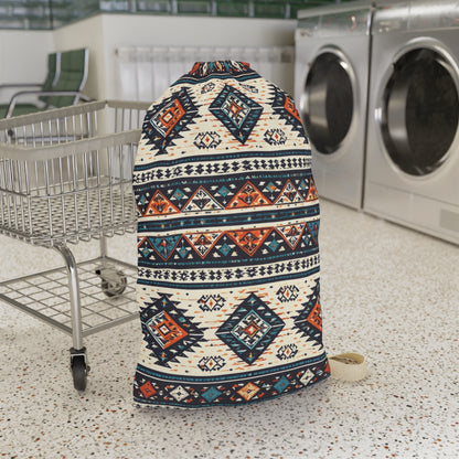 Boho Tribal Print Laundry Bag — Cotton Drawstring Laundry Tote