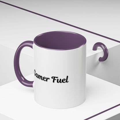 Printify Gamer Fuel coffee mug in 11oz or 15oz size with gaming-themed accent design, ceramic mug for gamers.