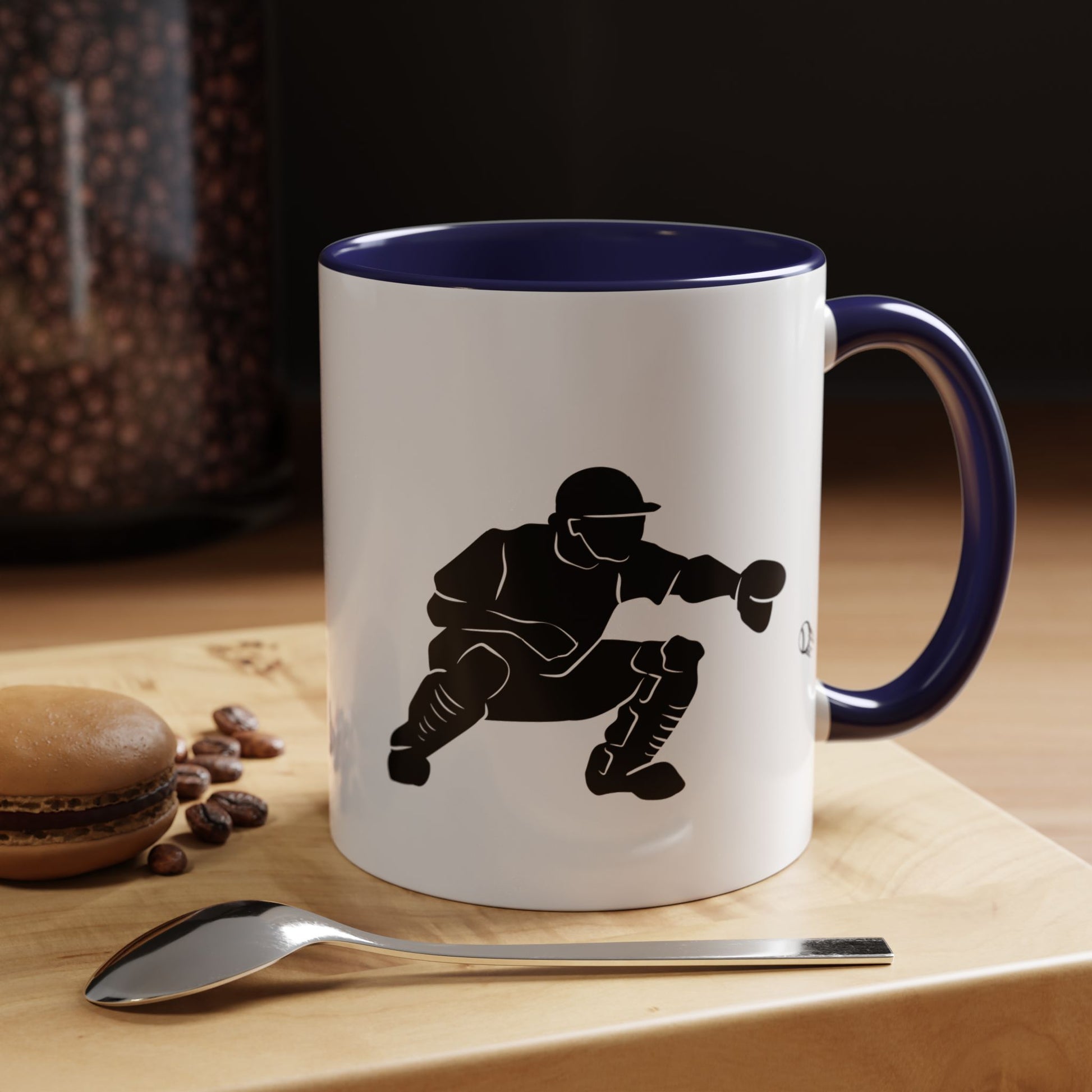 Baseball Catcher Coffee Mug, Sports Gift for Coaches, Black Accent Mug for Fans, Perfect for Birthdays & Celebrations, Unique Cup - TRV