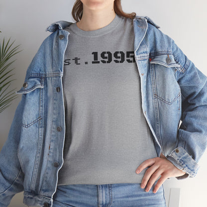 Unisex Heavy Cotton Tee - Est. 1995, Vintage Birthday Gift, Customizable Tee, Retro Unisex Shirt, Casual Everyday Wear