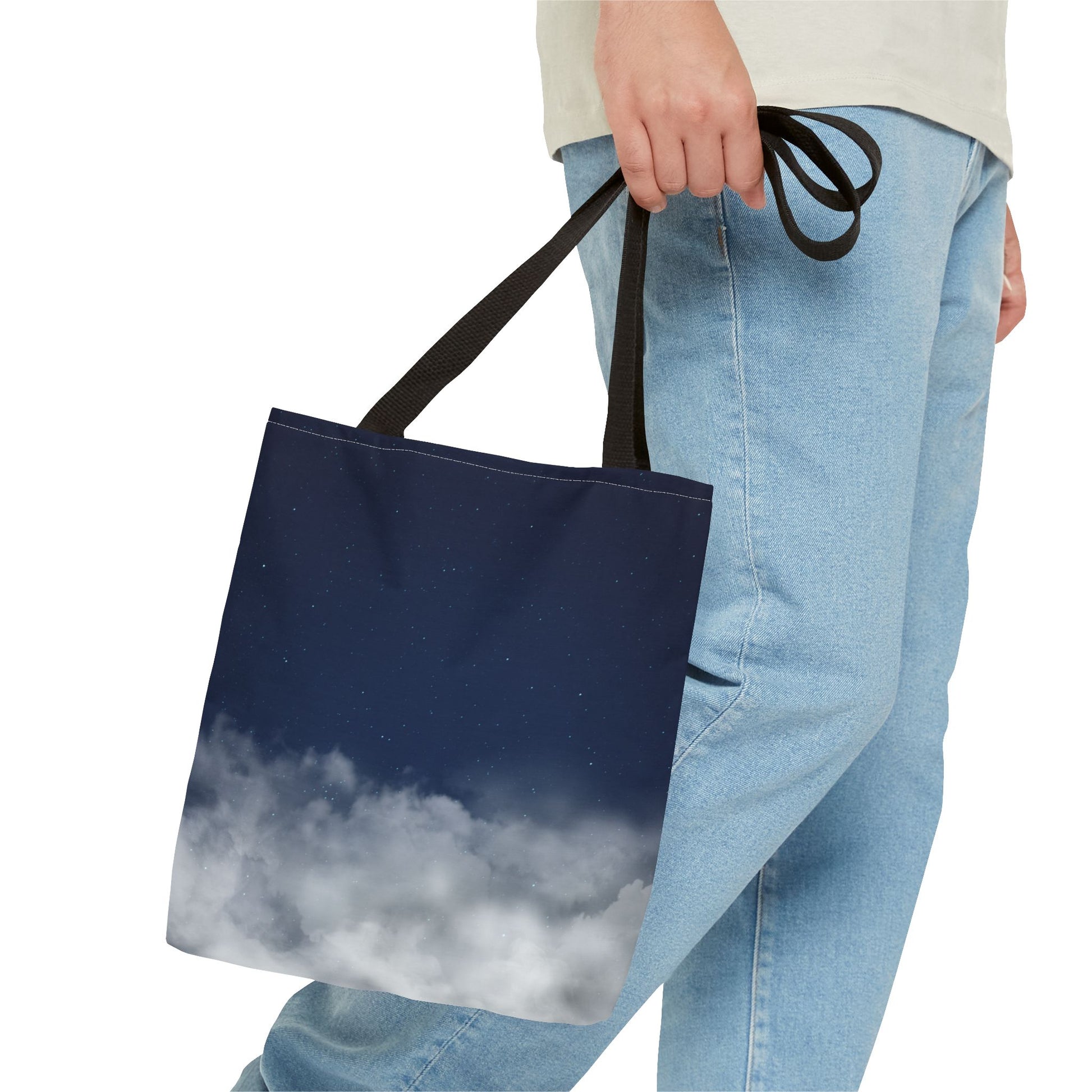 Night Sky Clouds Tote Bag | Starry Navy Ombre - TRV