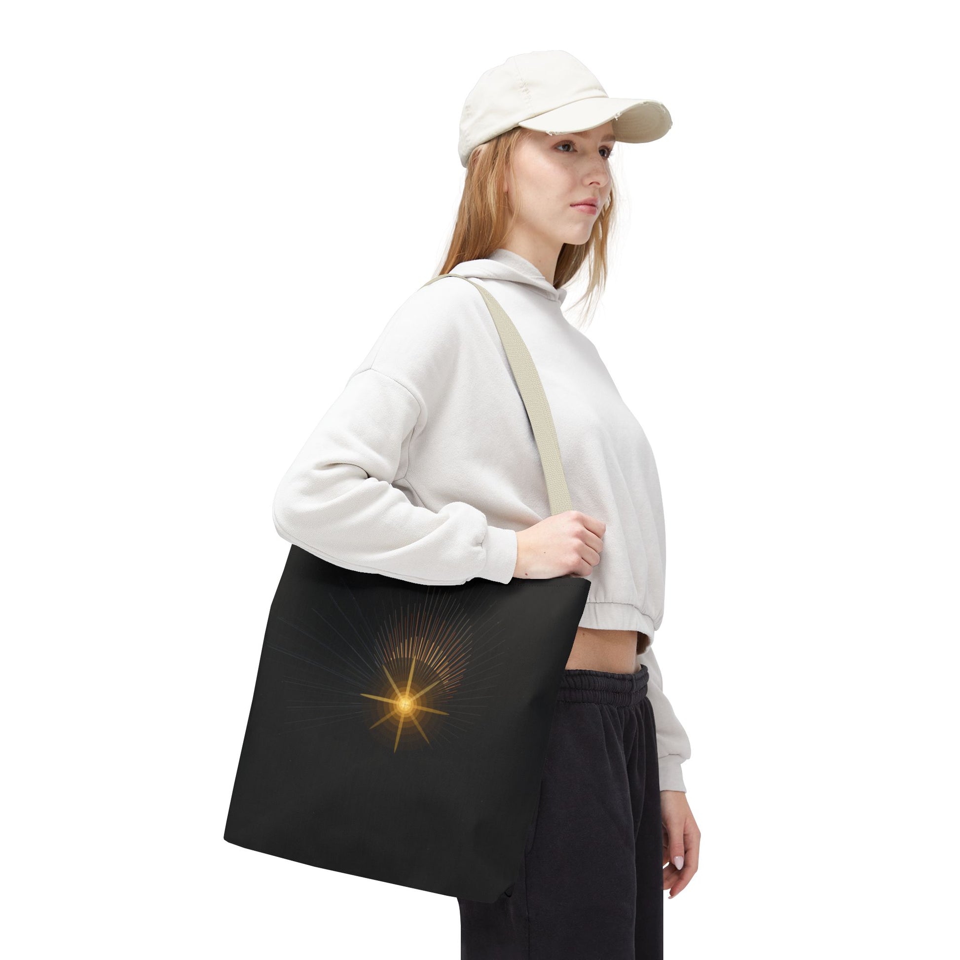 Radiant Starburst Tote Bag | Golden Light Celestial Design - TRV