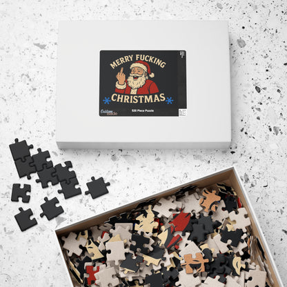 Merry Fucking Christmas Puzzle | Santa Middle Finger Holiday Jigsaw
