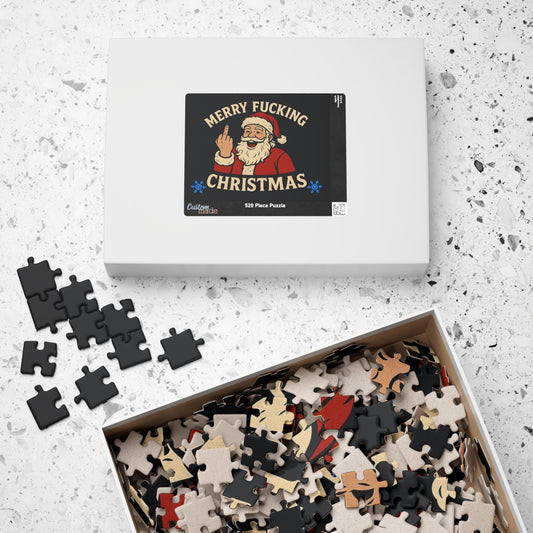 Merry Fucking Christmas Puzzle | Santa Middle Finger Holiday Jigsaw
