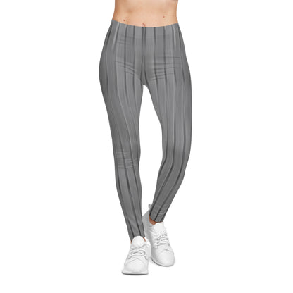 Gray pleated texture women's leggings with all-over print, featuring a comfortable casual design by Printify.