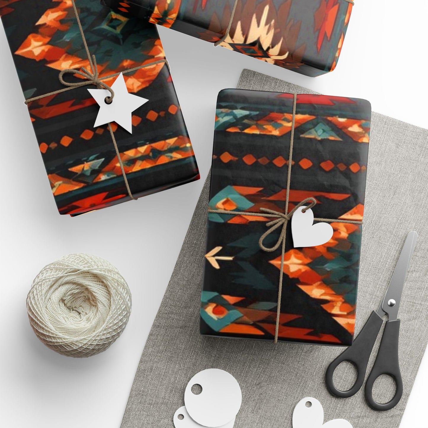 Southwestern Geo Pattern Wrapping Paper Roll — Rustic Aztec Gift Wrap
