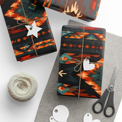 Southwestern Geo Pattern Wrapping Paper Roll — Rustic Aztec Gift Wrap