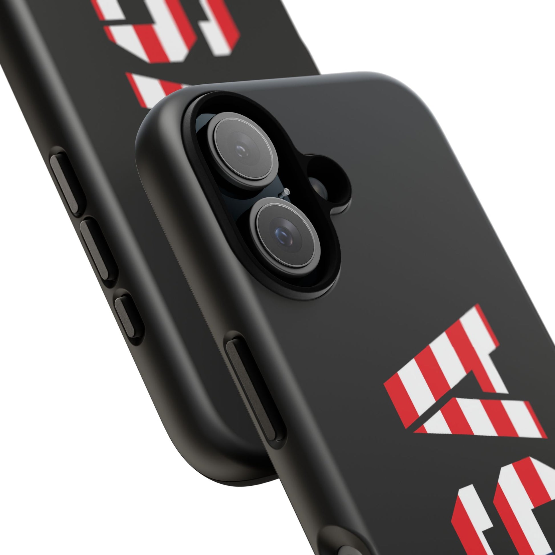 American flag phone case by Printify, patriotic tough phone case with bold red, white, and blue flag design.