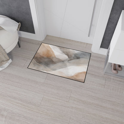 Neutral Watercolor Landscape Heavy Duty Floor Mat | Abstract Earth Tones Rug