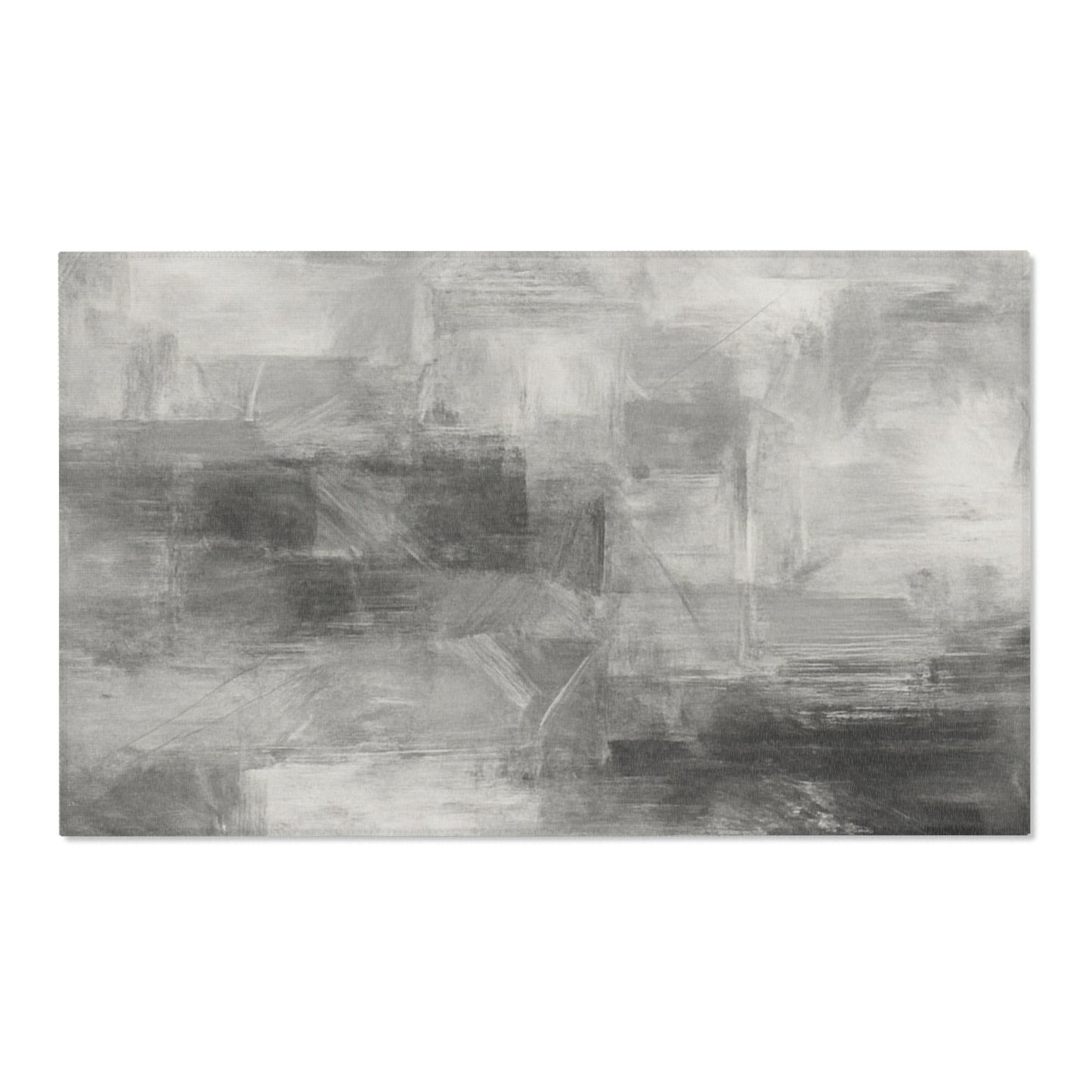 Abstract gray watercolor area rug by Printify, modern neutral design, perfect for living room accents and contemporary decor.