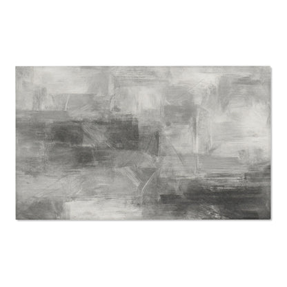 Abstract gray watercolor area rug by Printify, modern neutral design, perfect for living room accents and contemporary decor.