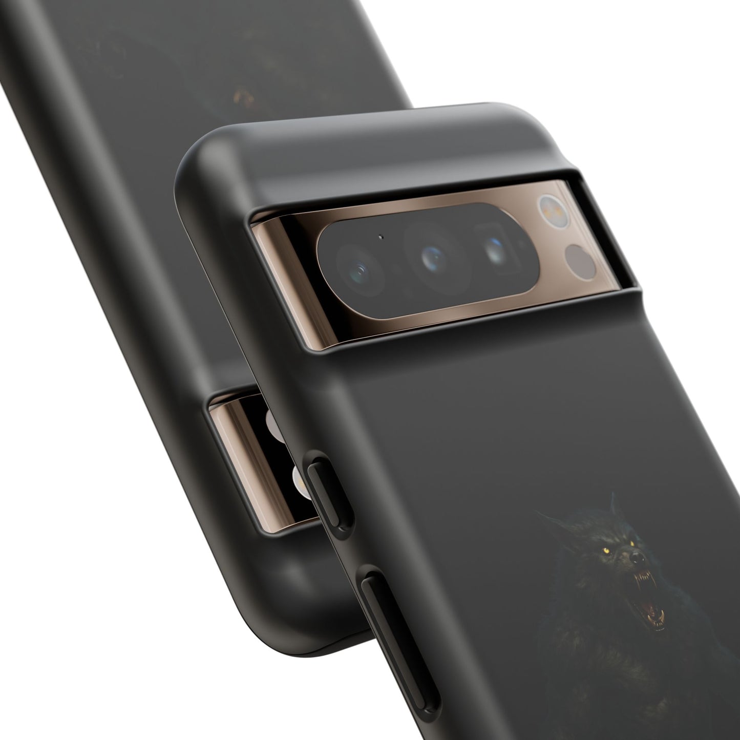 Dark monster graphic werewolf phone case by Printify, tough protective cover for smartphones with fierce, detailed design.