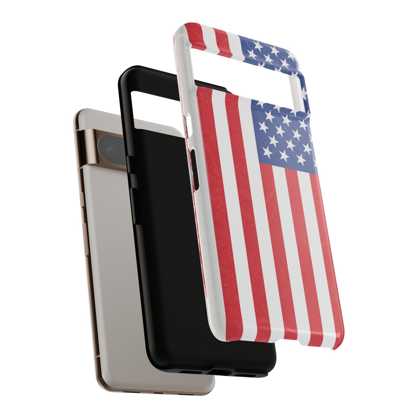 Durable American flag tough phone case for iPhone by Printify, featuring patriotic design with rugged protection.