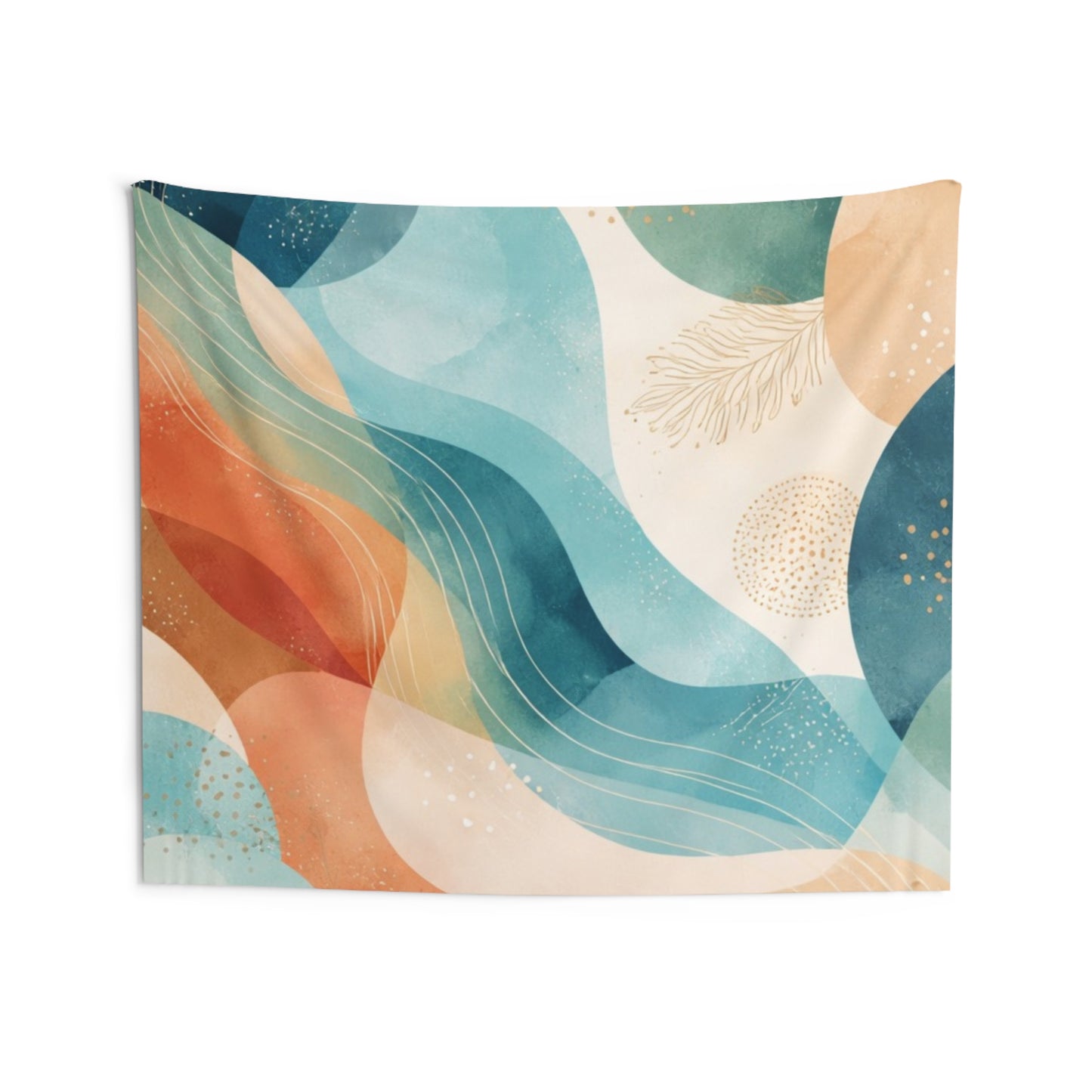 Abstract Ocean Wave Tapestry — Boho Coastal Wall Decor