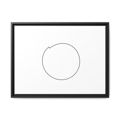 Framed matte canvas wall art featuring a minimal circular line design, perfect for modern living room or office decor.