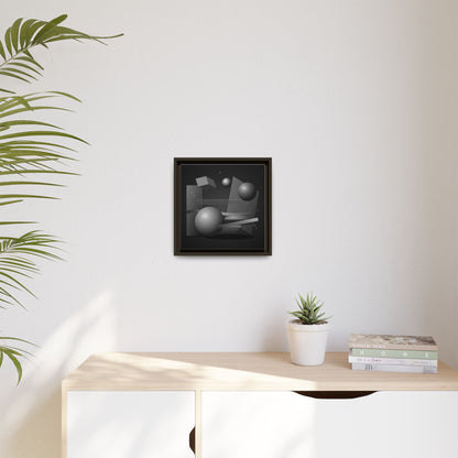 Monochrome Geometric Spheres Canvas Framed Wall Art | Matte Print