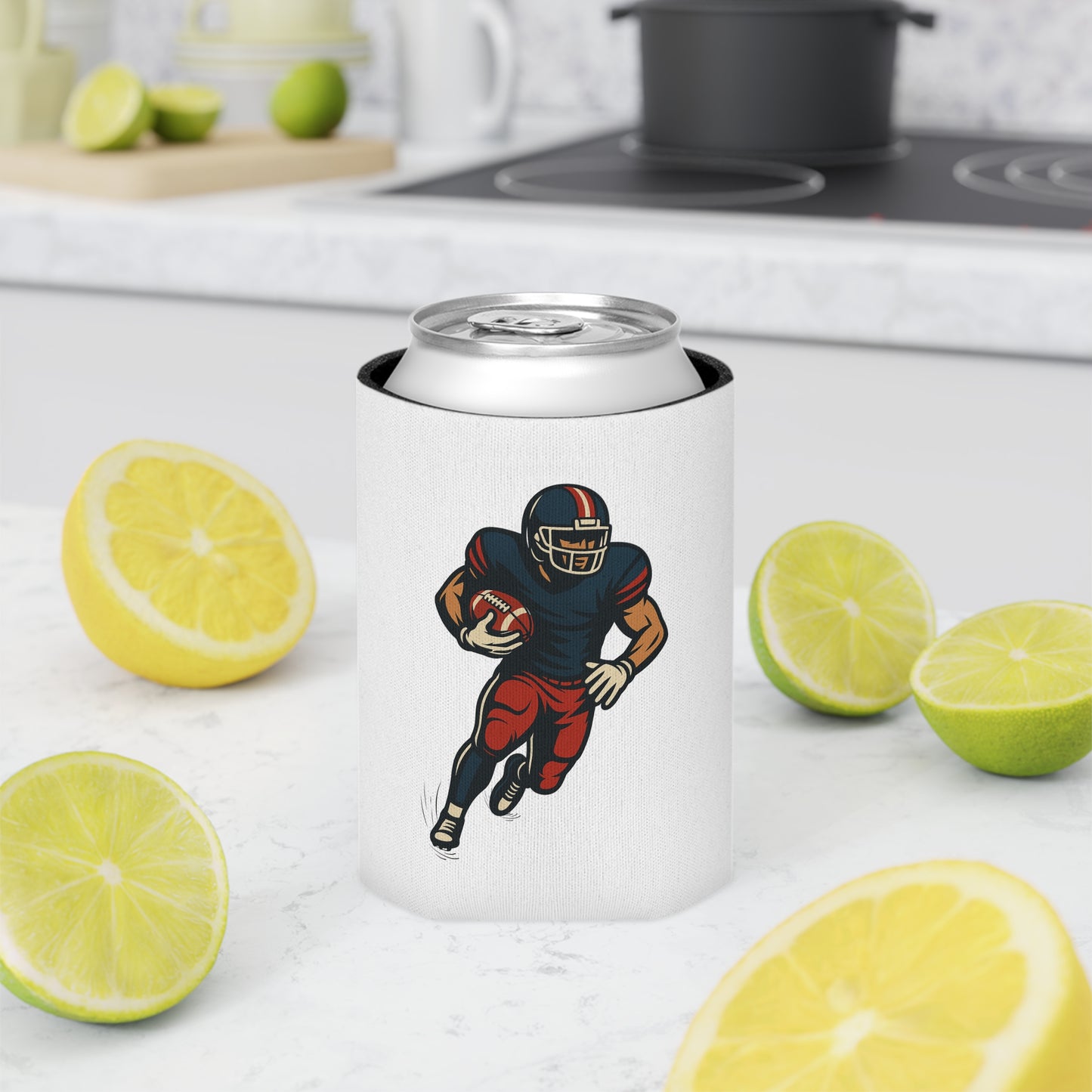 Football Player Can Cooler | Sports Fan Gift, Tailgate Accessories, Game Day Drink Holder, Party Favor, Football Party Decor