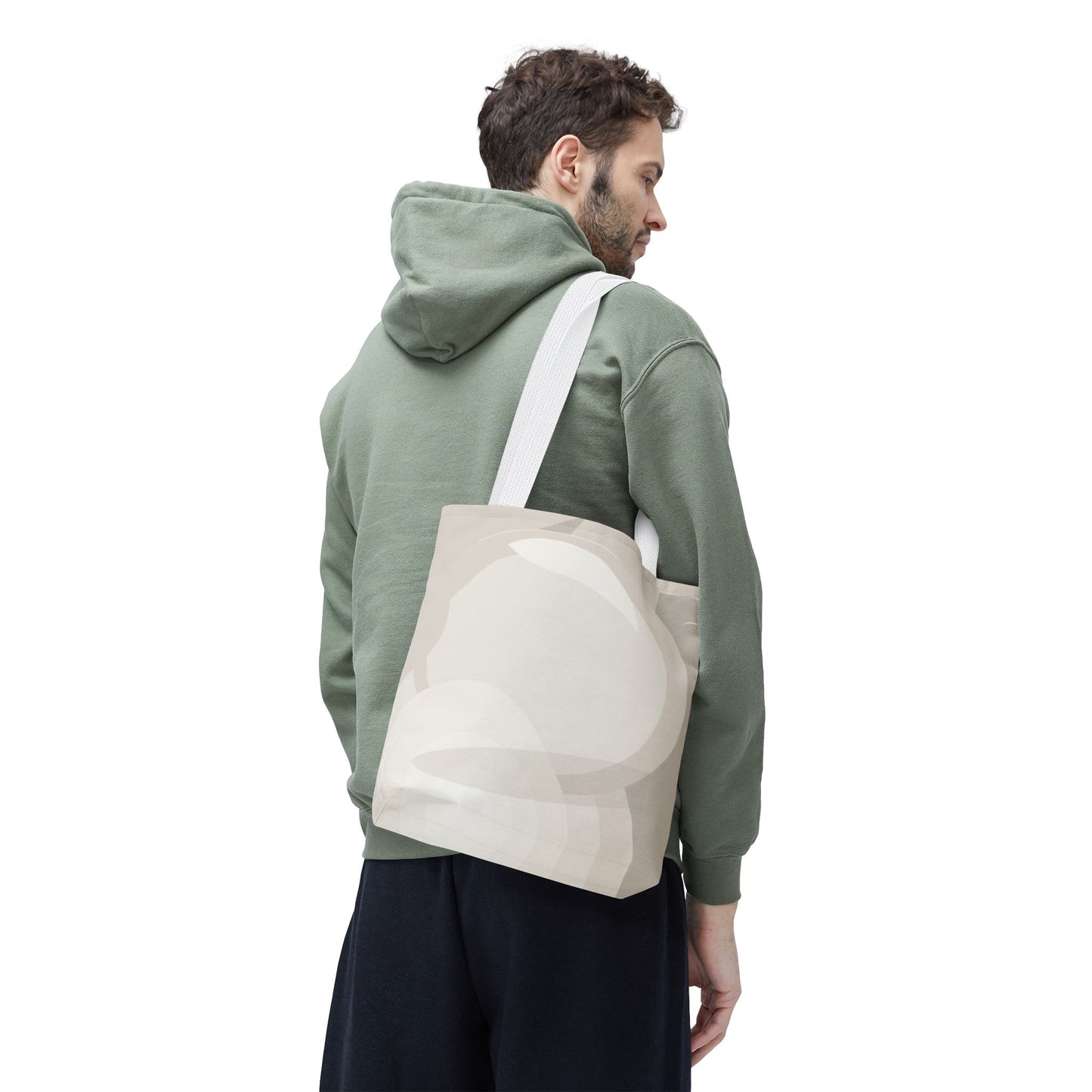 Neutral Abstract Circle Pattern Tote Bag | Minimal Beige AOP Canvas