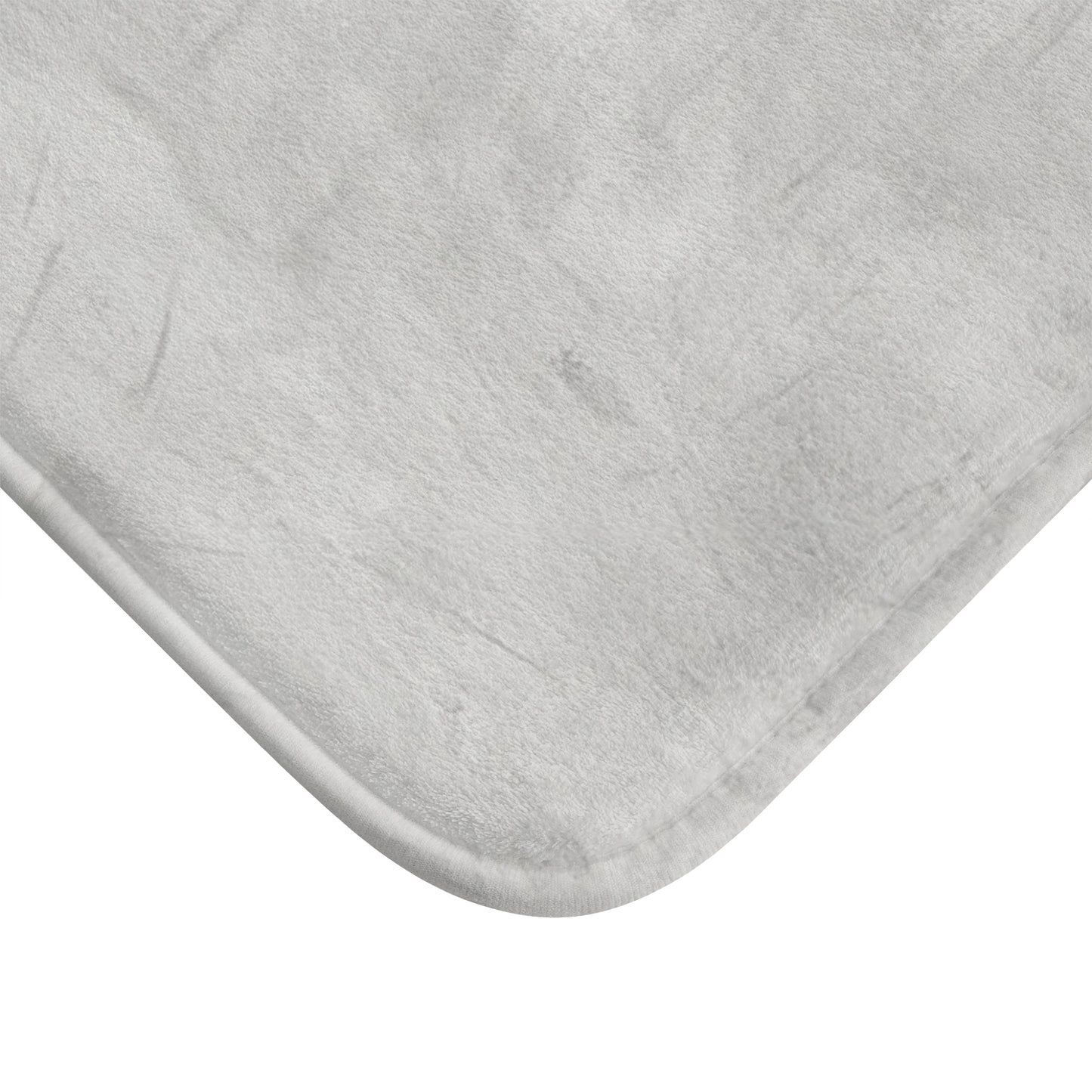 Grey modern minimalist bath mat rug by Printify, soft textured bathroom accessory for a contemporary home.