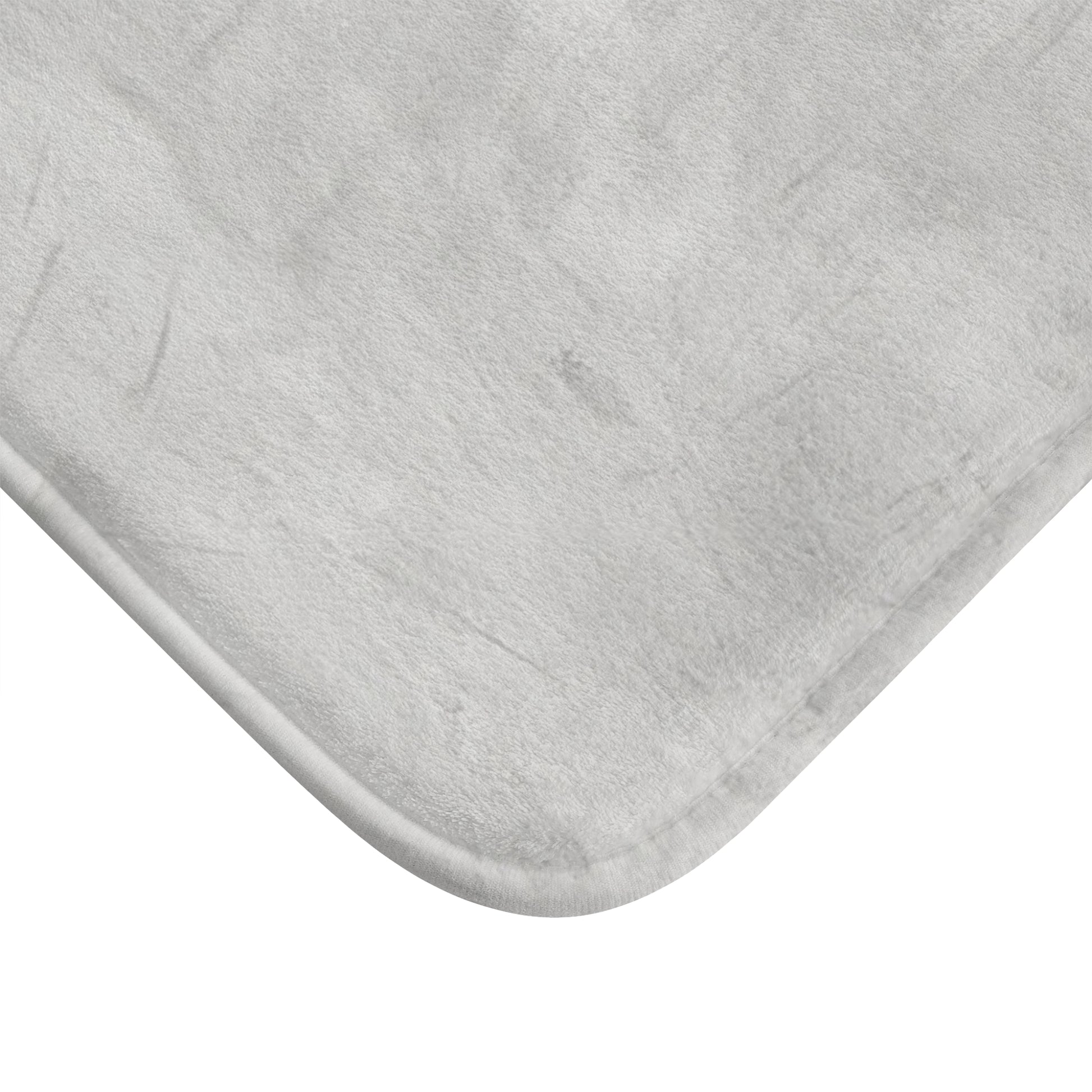 Grey modern minimalist bath mat rug by Printify, soft textured bathroom accessory for a contemporary home.