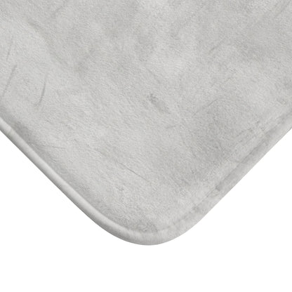 Grey modern minimalist bath mat rug by Printify, soft textured bathroom accessory for a contemporary home.