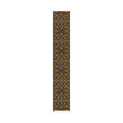 Geometric Boho Wrapping Paper Roll — Teal & Burnt Orange Tribal Pattern